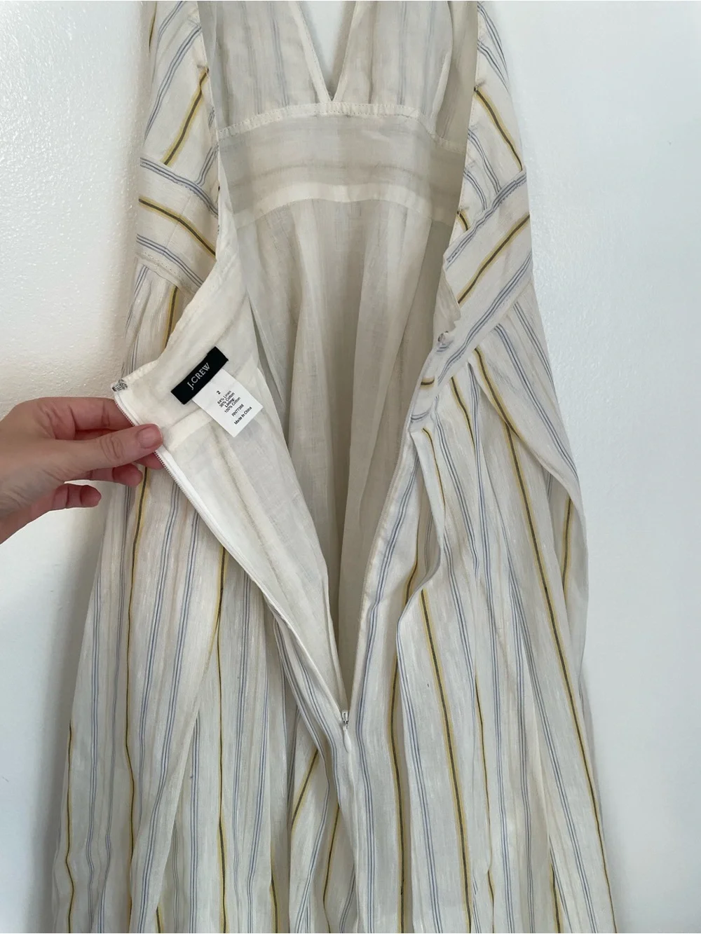 J. Crew Sylvan Striped Halter Midi Dress Linen Cotton Blend Ruffle size 2